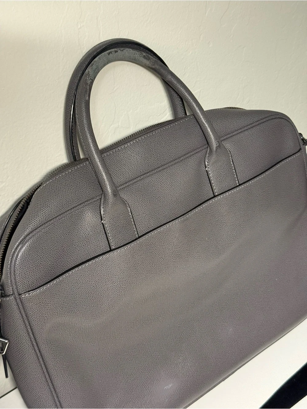 Michael Kors Gray Leather Laptop Briefcase with Removable Strap